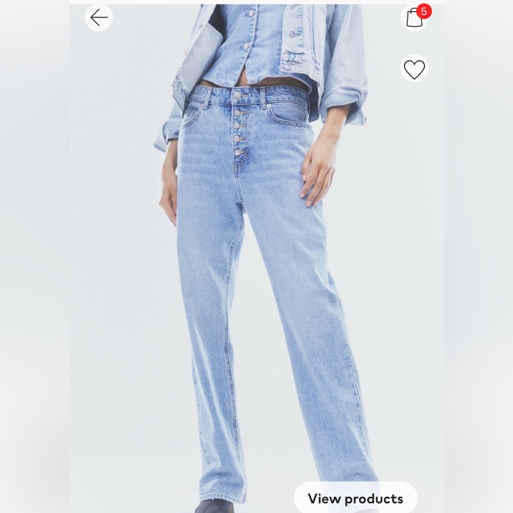 Rhinestone button denim - Picture 4 of 5